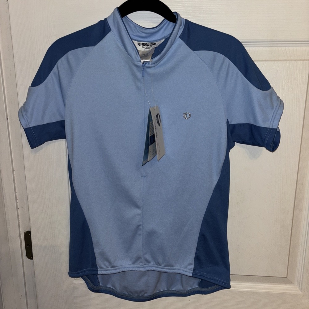 NWT Pearl Izumi Cycling Jersey Blue Women's L Bicycle Pockets 1/2 Zip $56